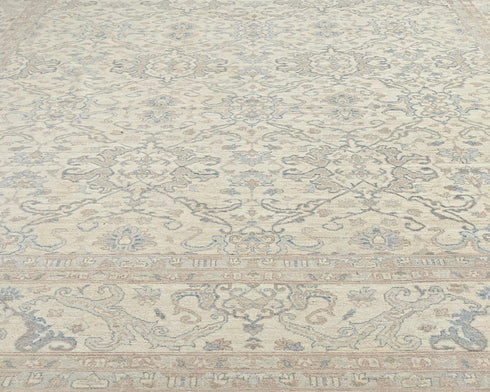 12x15 Feet Zeigler Beige Afghan Hand Knotted Wool Area Rug